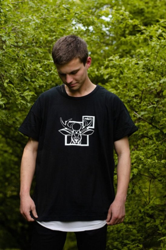 Unisex černé triko „Duch lesa” - Barva: Černá, Velikost: L