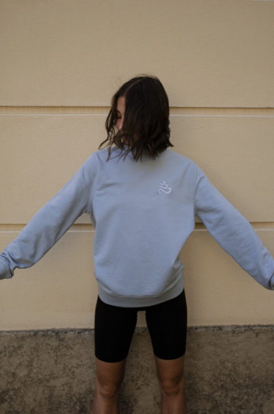 Unisex světle modrá mikina z bio bavlny, s výšivkou AIR - Barva: Světle modrá, Velikost: M