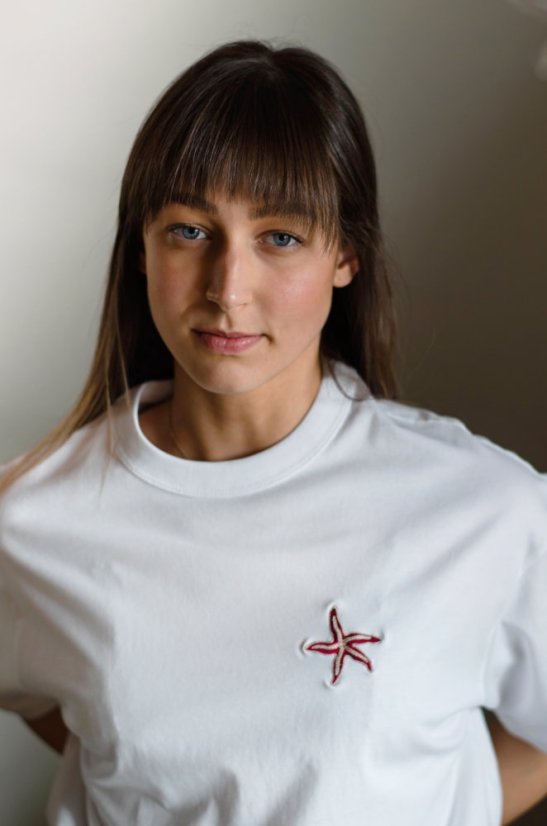 Unisex bílé triko, s výšivkou MOŘSKÁ HVĚZDICE - Barva: Bílá, Velikost: XL