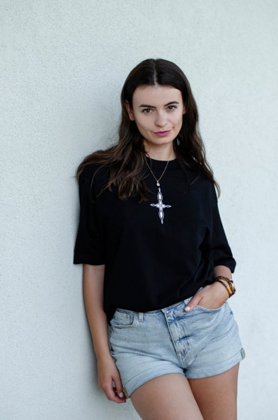 Unisex černé triko, s výšivkou TALISMAN - Barva: Černá, Velikost: M