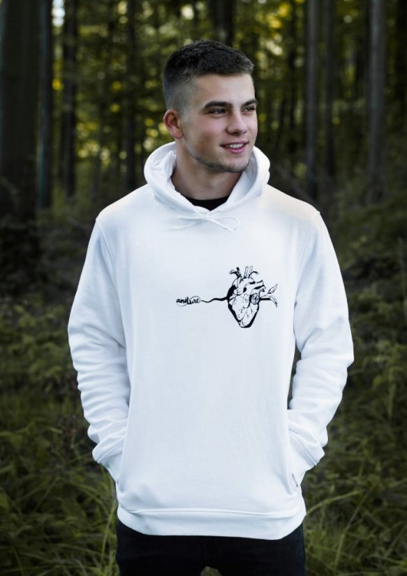 Unisex bílá mikina s kapucí „Zázrak planety" - Barva: Bílá, Velikost: L