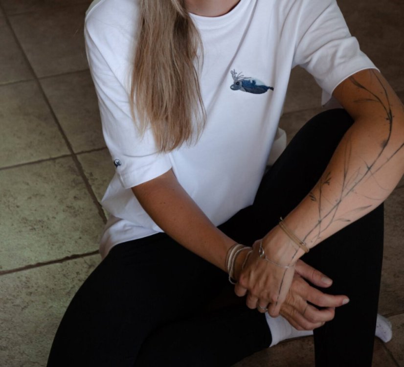 Unisex bílé triko, s výšivkou HELICOCRANCHIA