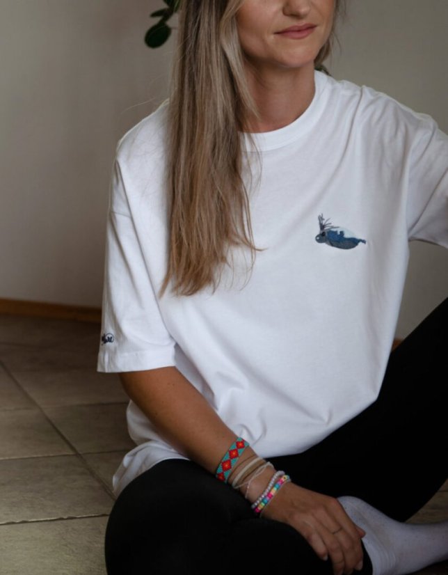 Unisex bílé triko, s výšivkou HELICOCRANCHIA