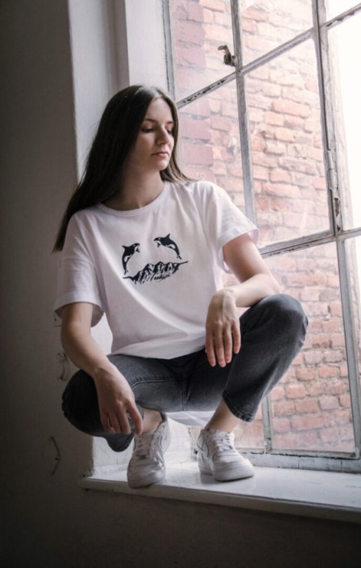 Unisex bílé triko „Volnost na vrcholu” - Barva: Bílá, Velikost: M