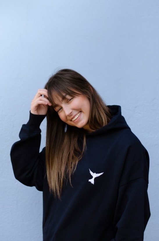 Unisex tmavě modrá mikina z bio bavlny, s výšivkou HOLUBICE - Barva: Tmavě modrá, Velikost: XL