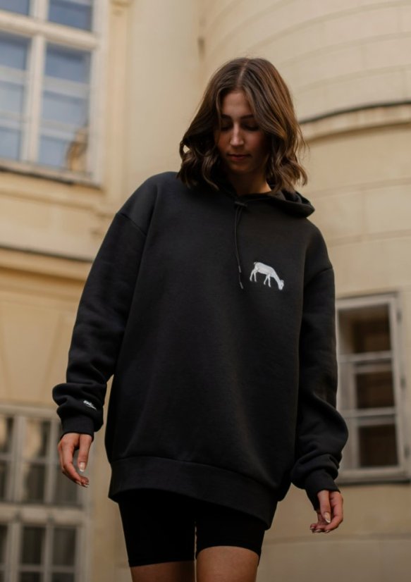 Unisex šedá mikina z bio bavlny, s výšivkou BÍLÁ LAŇ