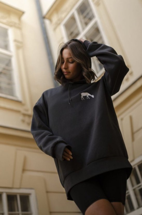 Unisex šedá mikina z bio bavlny, s výšivkou BÍLÁ LAŇ