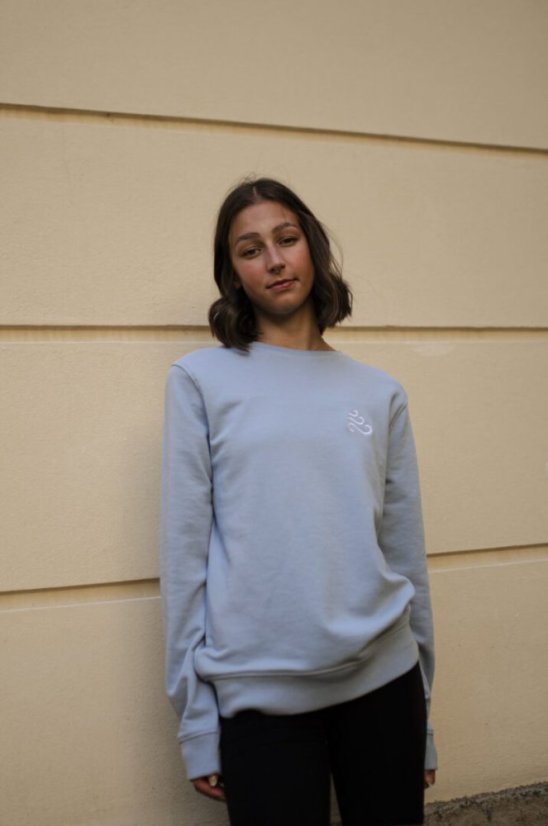 Unisex světle modrá mikina z bio bavlny, s výšivkou AIR - Barva: Světle modrá, Velikost: XXL