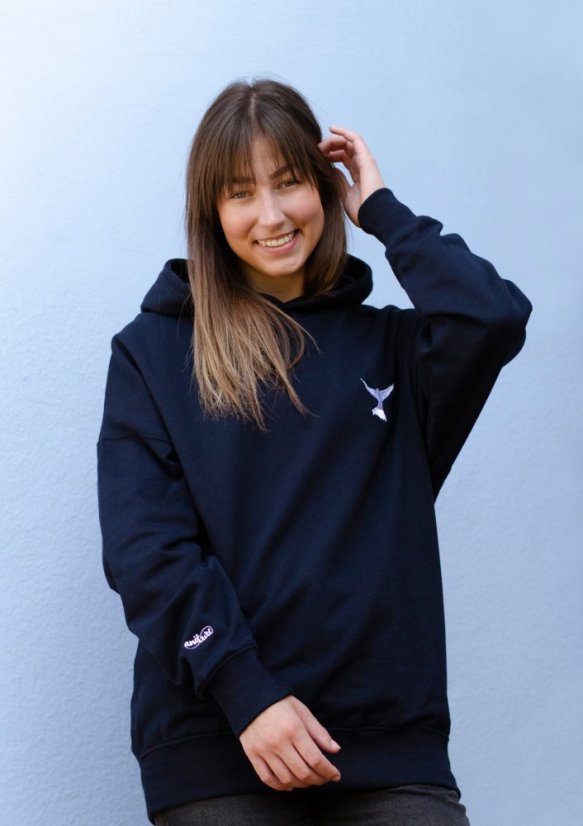 Unisex tmavě modrá mikina z bio bavlny, s výšivkou HOLUBICE - Barva: Tmavě modrá, Velikost: M