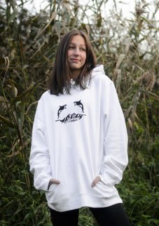Unisex bílá mikina s kapucí „Volnost na vrcholu”