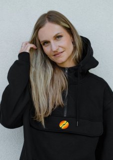 Unisex černá mikina z bio bavlny, s výšivkou POLOKRUH