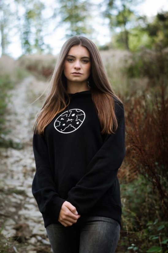 Unisex černá mikina s kapucí „Matka Země” - Barva: Černá, Velikost: XXL
