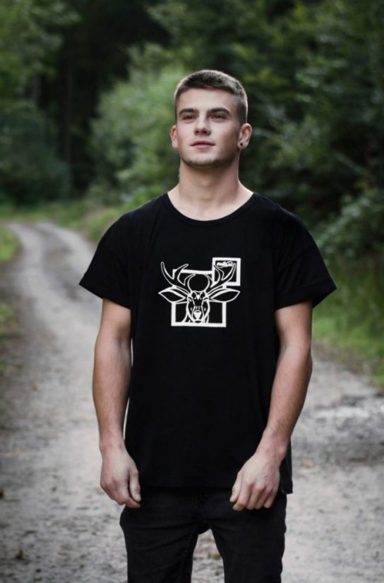 Unisex černé triko „Duch lesa” - Barva: Černá, Velikost: L