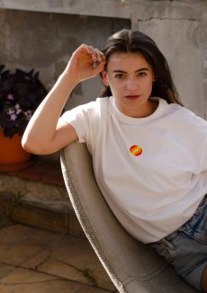 Unisex bílé triko, s výšivkou POLOKRUH