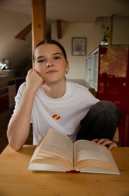 Unisex bílé triko, s výšivkou POLOKRUH - Barva: Bílá, Velikost: XL