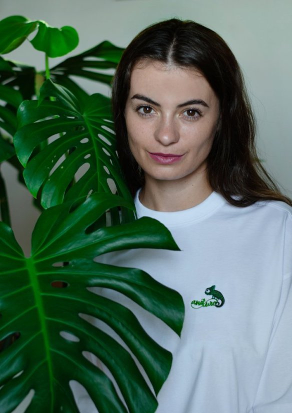 Unisex bílé triko, s výšivkou CHAMELEON - Barva: Bílá, Velikost: S