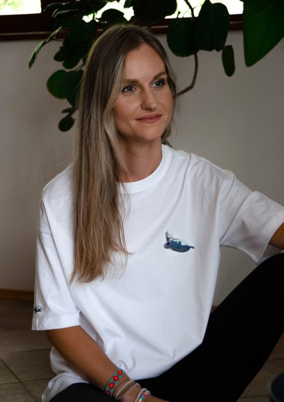 Unisex bílé triko, s výšivkou HELICOCRANCHIA
