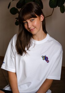 Unisex bílé triko, s výšivkou VŘETÉNKA MANDARÍN