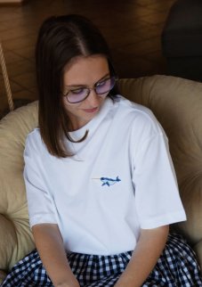 Unisex bílé triko, s výšivkou NARVAL
