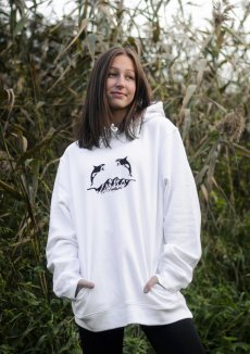 Unisex bílá mikina s kapucí „Volnost na vrcholu”
