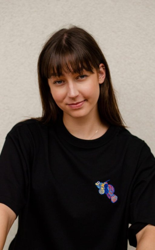 Unisex černé triko, s výšivkou VŘETÉNKA MANDARÍN