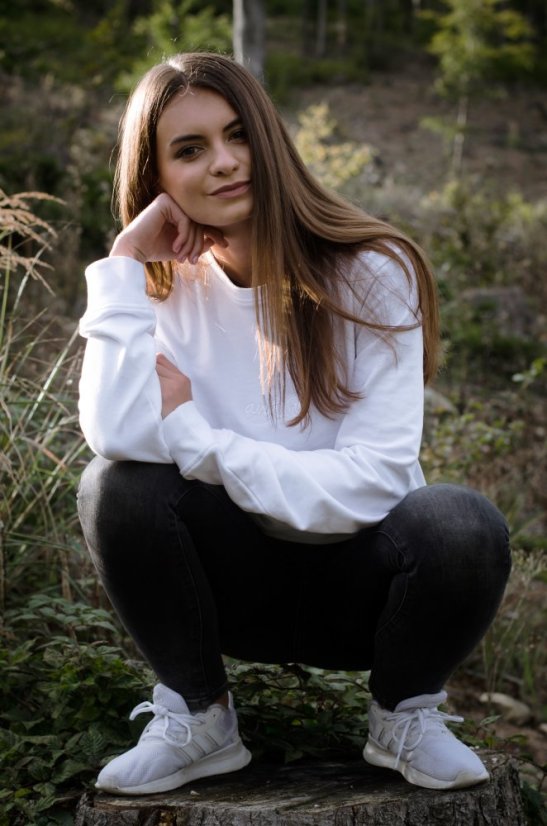 Unisex bílá mikina s výšivkou - Barva: Bílá, Velikost: XXL